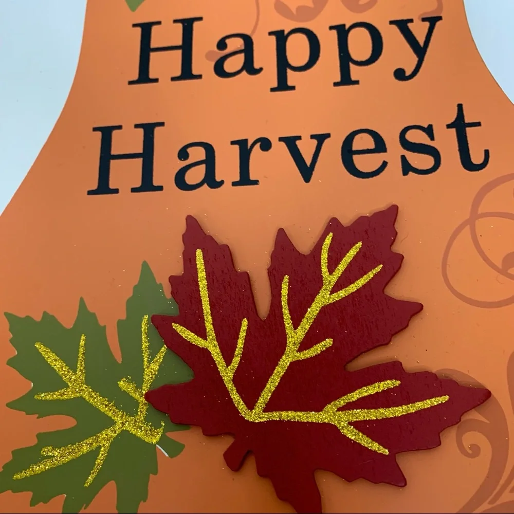 2 Piece Set Wooden Fall Pumpkin Wall Hang Decor Signs W/ Surprise Gift Not Shown